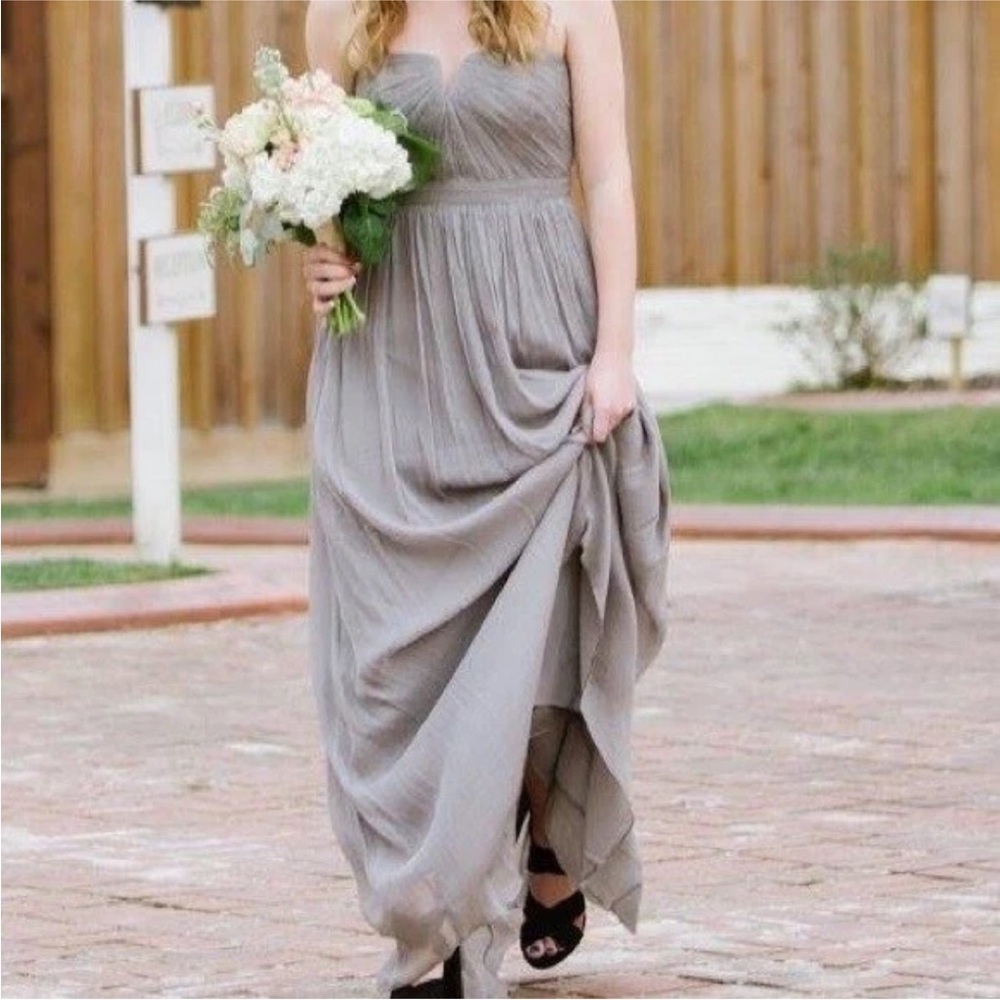 Elegant, bridesmaids Jcrew Strapless Gray Gown - Picture 3 of 5